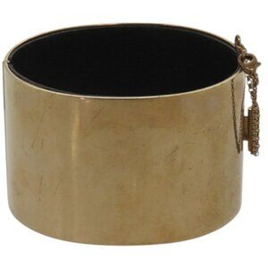 Celine Manchette Metal Leather Gold Bangle